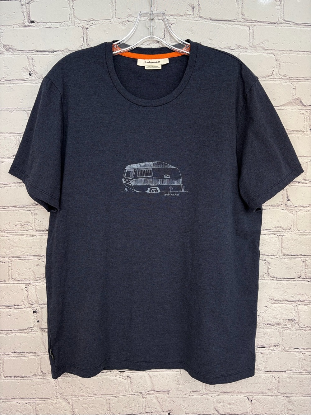 Icebreaker Men's Merino Central Classic Short-Sleeve Tee Caravan Life Navy Sz L